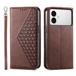 Custodia per telefono in pelle con texture a griglia cubica effetto vitello, con chiusura magnetica., For Galaxy S26 FE 5G, For Galaxy S26+ 5G, For Galaxy S26 Edge 5G, For Galaxy S26 Ultra 5G