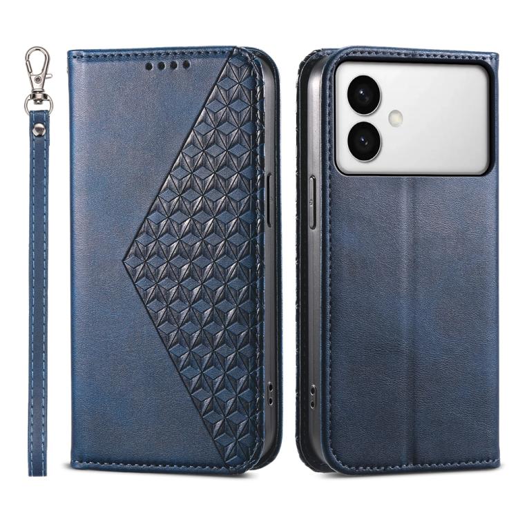 Custodia per telefono in pelle con texture a griglia cubica effetto vitello, con chiusura magnetica., For Galaxy S26 FE 5G, For Galaxy S26+ 5G, For Galaxy S26 Edge 5G, For Galaxy S26 Ultra 5G