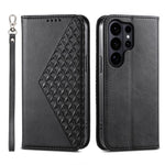 Custodia per telefono in pelle con texture a griglia cubica effetto vitello, con chiusura magnetica., For Galaxy S26 FE 5G, For Galaxy S26+ 5G, For Galaxy S26 Edge 5G, For Galaxy S26 Ultra 5G