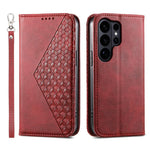 Custodia per telefono in pelle con texture a griglia cubica effetto vitello, con chiusura magnetica., For Galaxy S26 FE 5G, For Galaxy S26+ 5G, For Galaxy S26 Edge 5G, For Galaxy S26 Ultra 5G