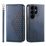 Custodia per telefono in pelle con texture a griglia cubica effetto vitello, con chiusura magnetica., For Galaxy S26 FE 5G, For Galaxy S26+ 5G, For Galaxy S26 Edge 5G, For Galaxy S26 Ultra 5G