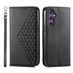 Custodia per telefono in pelle con texture a griglia cubica effetto vitello, con chiusura magnetica., For Galaxy S26 FE 5G, For Galaxy S26+ 5G, For Galaxy S26 Edge 5G, For Galaxy S26 Ultra 5G