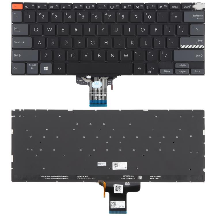 Tastiera retroilluminata per laptop versione USA per Asus Vivobook Pro 14X M7400 M4700 M4700QC M4700PC M7600 M3400 M3401 M3401Q X7400 X3400 X3400P K3400P, M7400 (Black), M7400 (Gray)