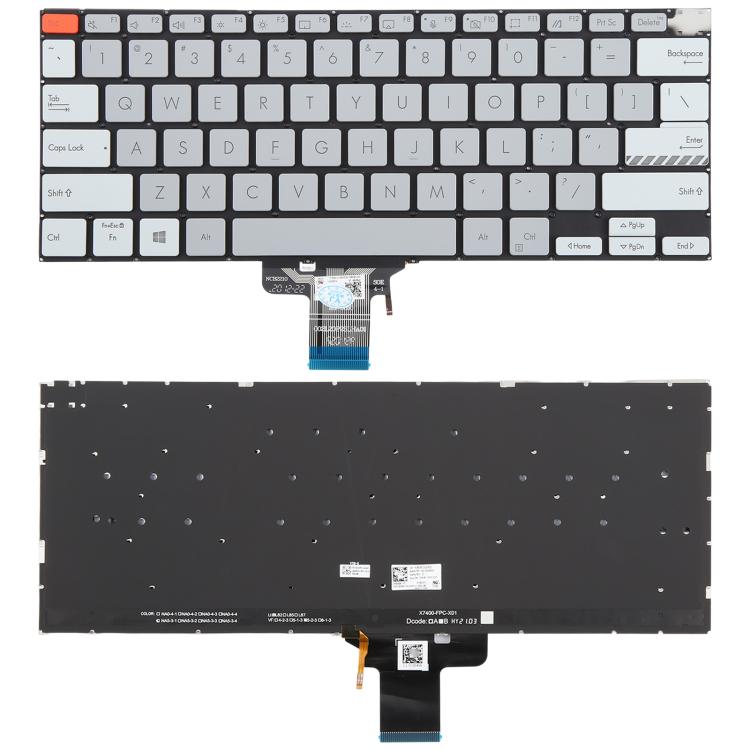 Tastiera retroilluminata per laptop versione USA per Asus Vivobook Pro 14X M7400 M4700 M4700QC M4700PC M7600 M3400 M3401 M3401Q X7400 X3400 X3400P K3400P, M7400 (Black), M7400 (Gray)