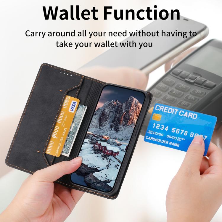Custodia per telefono in pelle con protezione RFID magnetica, tinta unita, ideale per il lavoro., For Galaxy S26 FE 5G, For Galaxy S26+ 5G, For Galaxy S26 Edge 5G, For Galaxy S26 Ultra 5G