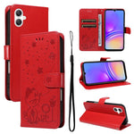 Custodia per telefono in pelle con stampa a rilievo di gatto e ape., For Samsung Galaxy A36 5G / M56 5G, For Samsung Galaxy A06 5G / 4G, For Samsung Galaxy A56 5G