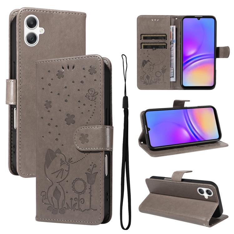 Custodia per telefono in pelle con stampa a rilievo di gatto e ape., For Samsung Galaxy A57 5G, For Samsung Galaxy A37 5G, For Galaxy A27 5G, For Samsung Galaxy A07 5G