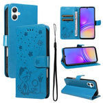 Custodia per telefono in pelle con stampa a rilievo di gatto e ape., For Samsung Galaxy A57 5G, For Samsung Galaxy A37 5G, For Galaxy A27 5G, For Samsung Galaxy A07 5G