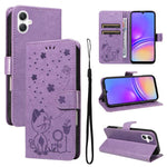Custodia per telefono in pelle con stampa a rilievo di gatto e ape., For Samsung Galaxy A57 5G, For Samsung Galaxy A37 5G, For Galaxy A27 5G, For Samsung Galaxy A07 5G