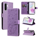 Custodia per telefono in pelle con stampa a rilievo di gatto e ape., For Samsung Galaxy A36 5G / M56 5G, For Samsung Galaxy A06 5G / 4G, For Samsung Galaxy A56 5G