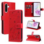 Custodia per telefono in pelle con stampa a rilievo di gatto e ape., For Samsung Galaxy A36 5G / M56 5G, For Samsung Galaxy A06 5G / 4G, For Samsung Galaxy A56 5G