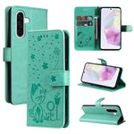 Custodia per telefono in pelle con stampa a rilievo di gatto e ape., For Samsung Galaxy A36 5G / M56 5G, For Samsung Galaxy A06 5G / 4G, For Samsung Galaxy A56 5G