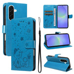 Custodia per telefono in pelle con stampa a rilievo di gatto e ape., For Samsung Galaxy A57 5G, For Samsung Galaxy A37 5G, For Galaxy A27 5G, For Samsung Galaxy A07 5G