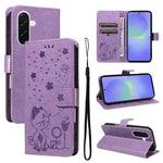 Custodia per telefono in pelle con stampa a rilievo di gatto e ape., For Samsung Galaxy A57 5G, For Samsung Galaxy A37 5G, For Galaxy A27 5G, For Samsung Galaxy A07 5G