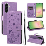 Custodia per telefono in pelle con stampa a rilievo di gatto e ape., For Samsung Galaxy A57 5G, For Samsung Galaxy A37 5G, For Galaxy A27 5G, For Samsung Galaxy A07 5G