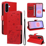 Custodia per telefono in pelle con stampa a rilievo di gatto e ape., For Samsung Galaxy A57 5G, For Samsung Galaxy A37 5G, For Galaxy A27 5G, For Samsung Galaxy A07 5G