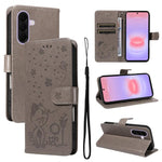 Custodia per telefono in pelle con stampa a rilievo di gatto e ape., For Samsung Galaxy A57 5G, For Samsung Galaxy A37 5G, For Galaxy A27 5G, For Samsung Galaxy A07 5G