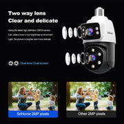SriHome SH068 E27 4MP HD Dual Lens Light Bulb Camera Outdoor IP66 Waterproof, SH068