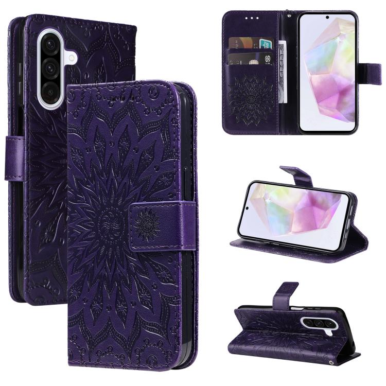 Custodia per telefono in pelle con motivo a girasole in rilievo., For Samsung Galaxy A07 5G, For Samsung Galaxy A36 5G / M56 5G, For Samsung Galaxy A06 5G / 4G