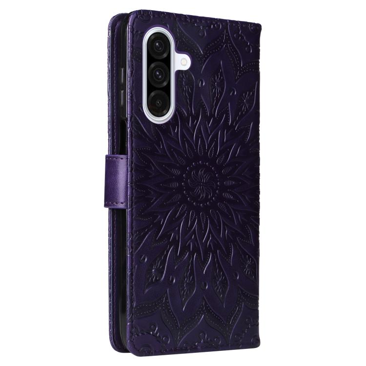 Custodia per telefono in pelle con motivo a girasole in rilievo., For Samsung Galaxy A56 5G