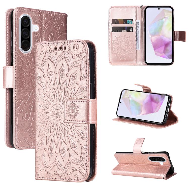 Custodia per telefono in pelle con motivo a girasole in rilievo., For Samsung Galaxy A56 5G