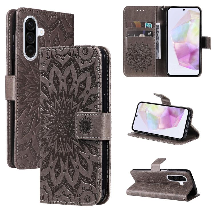 Custodia per telefono in pelle con motivo a girasole in rilievo., For Samsung Galaxy A56 5G