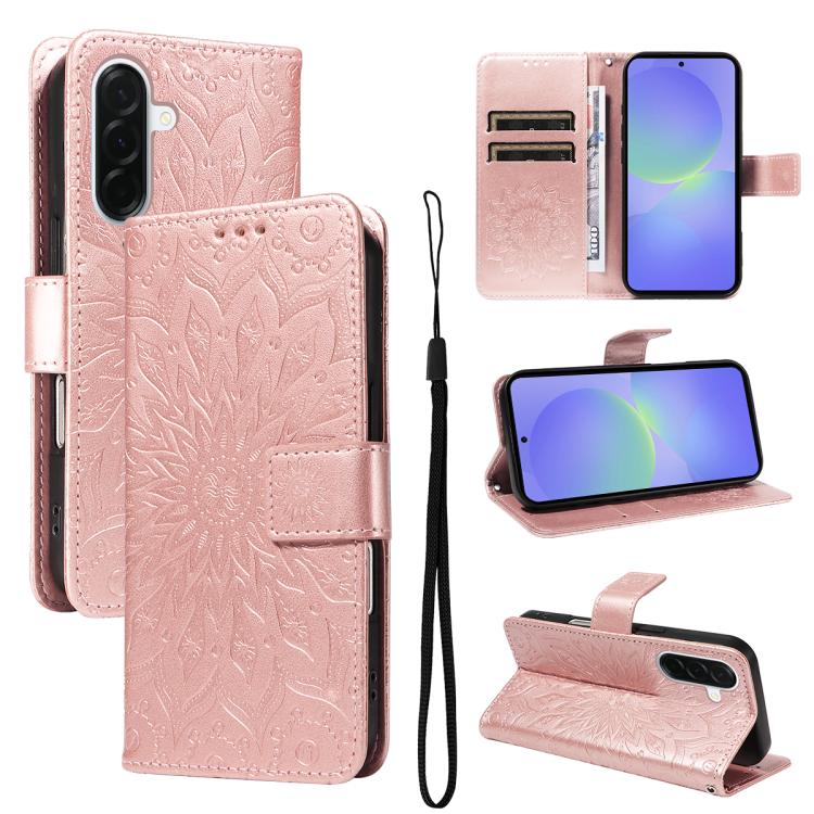 Custodia per telefono in pelle con motivo a girasole in rilievo., For Samsung Galaxy A57 5G, For Samsung Galaxy A37 5G, For Galaxy A27 5G