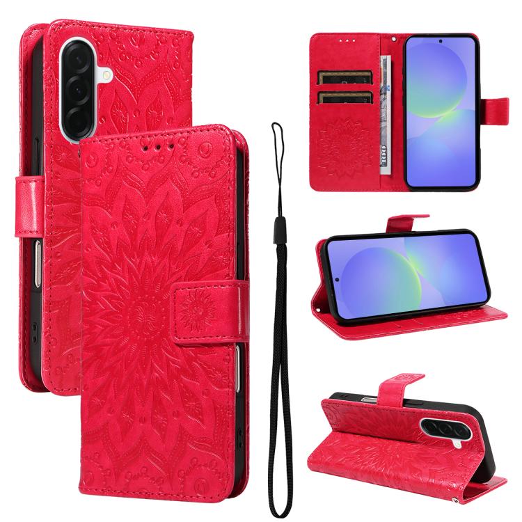 Custodia per telefono in pelle con motivo a girasole in rilievo., For Samsung Galaxy A57 5G, For Samsung Galaxy A37 5G, For Galaxy A27 5G