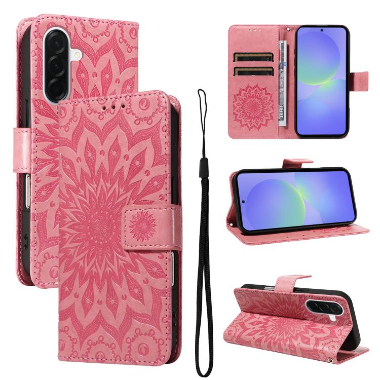 Custodia per telefono in pelle con motivo a girasole in rilievo., For Samsung Galaxy A57 5G, For Samsung Galaxy A37 5G, For Galaxy A27 5G