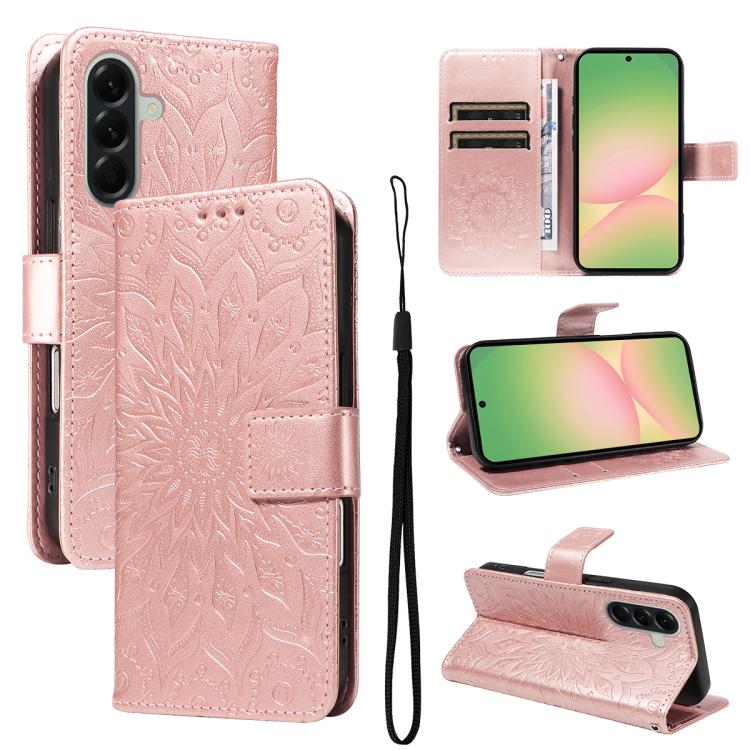 Custodia per telefono in pelle con motivo a girasole in rilievo., For Samsung Galaxy A57 5G, For Samsung Galaxy A37 5G, For Galaxy A27 5G