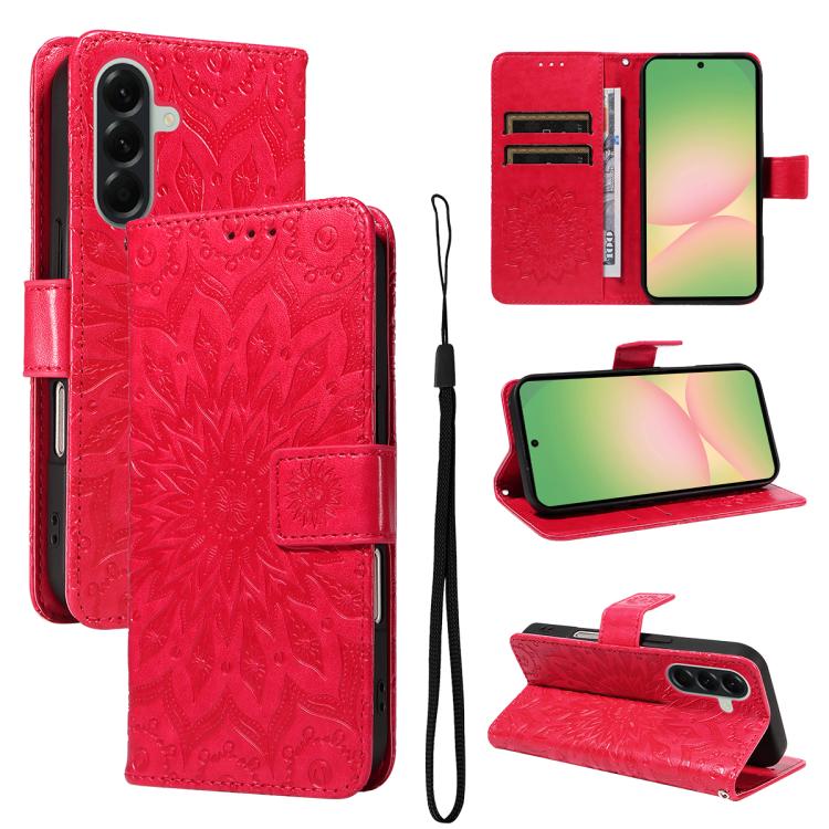 Custodia per telefono in pelle con motivo a girasole in rilievo., For Samsung Galaxy A57 5G, For Samsung Galaxy A37 5G, For Galaxy A27 5G
