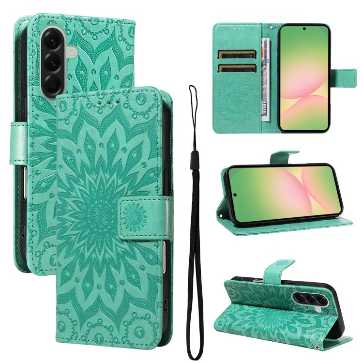 Custodia per telefono in pelle con motivo a girasole in rilievo., For Samsung Galaxy A57 5G, For Samsung Galaxy A37 5G, For Galaxy A27 5G