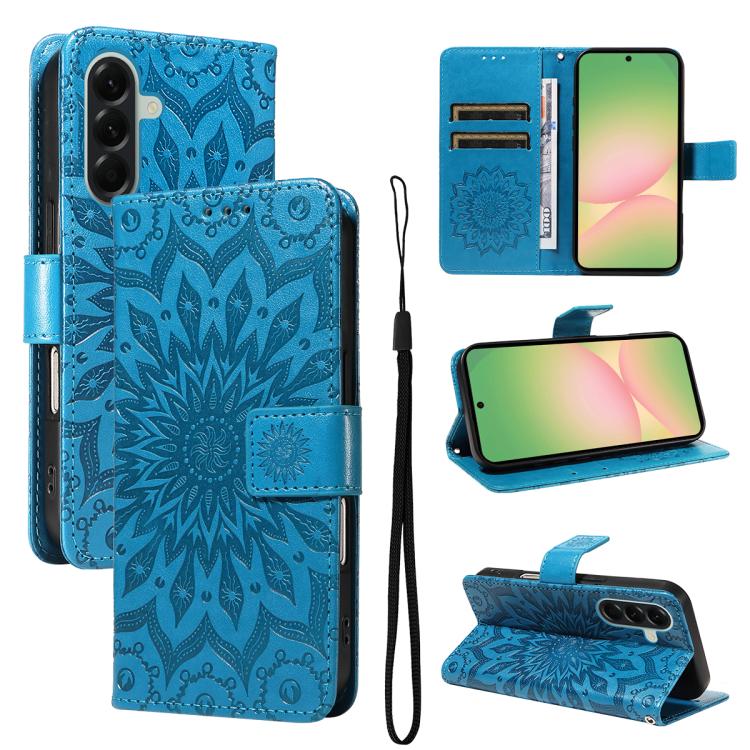 Custodia per telefono in pelle con motivo a girasole in rilievo., For Samsung Galaxy A57 5G, For Samsung Galaxy A37 5G, For Galaxy A27 5G