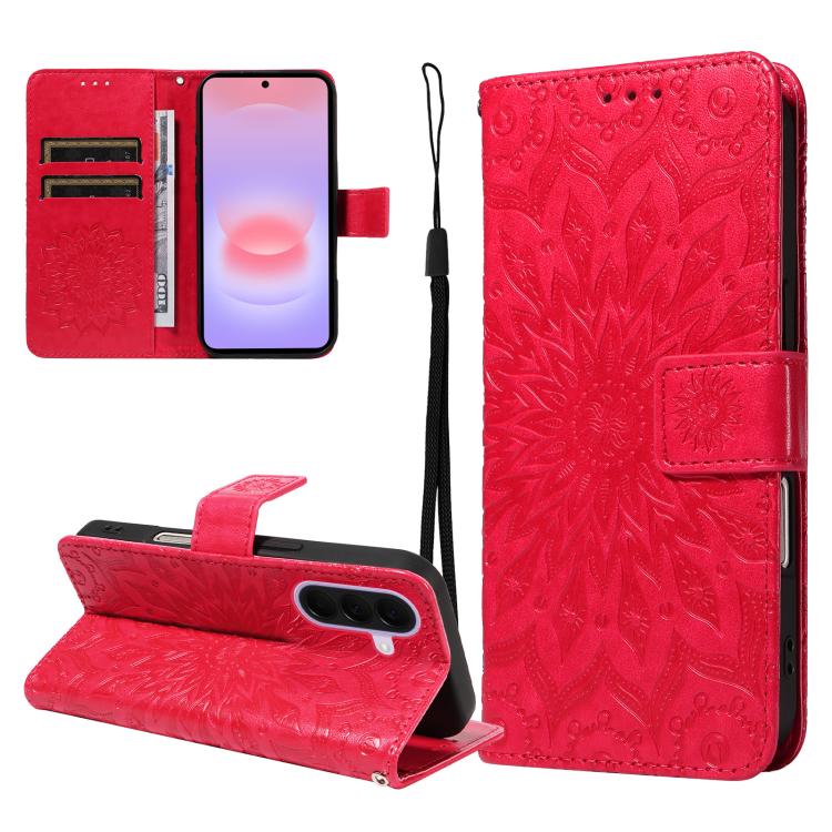 Custodia per telefono in pelle con motivo a girasole in rilievo., For Samsung Galaxy A57 5G, For Samsung Galaxy A37 5G, For Galaxy A27 5G