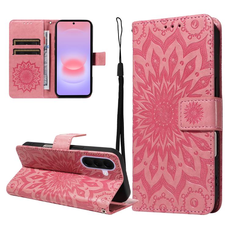 Custodia per telefono in pelle con motivo a girasole in rilievo., For Samsung Galaxy A57 5G, For Samsung Galaxy A37 5G, For Galaxy A27 5G