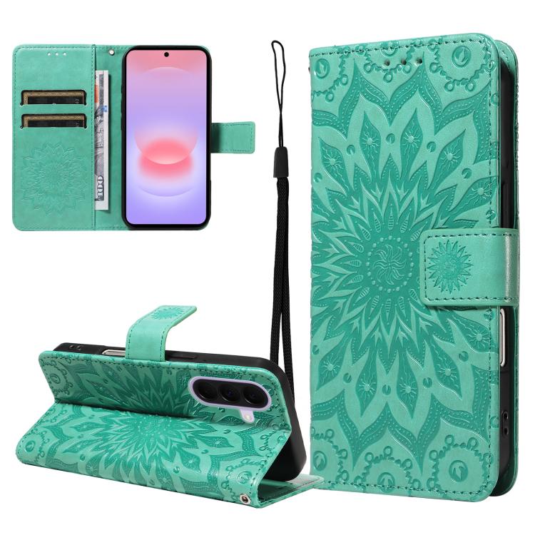 Custodia per telefono in pelle con motivo a girasole in rilievo., For Samsung Galaxy A57 5G, For Samsung Galaxy A37 5G, For Galaxy A27 5G