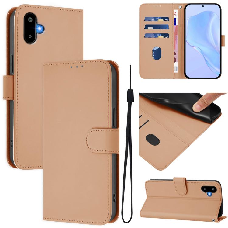 Custodia per telefono in pelle tinta unita con cordino, piacevole al tatto., For Samsung Galaxy F06 5G / M06 5G