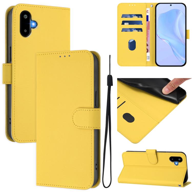 Custodia per telefono in pelle tinta unita con cordino, piacevole al tatto., For Samsung Galaxy F06 5G / M06 5G