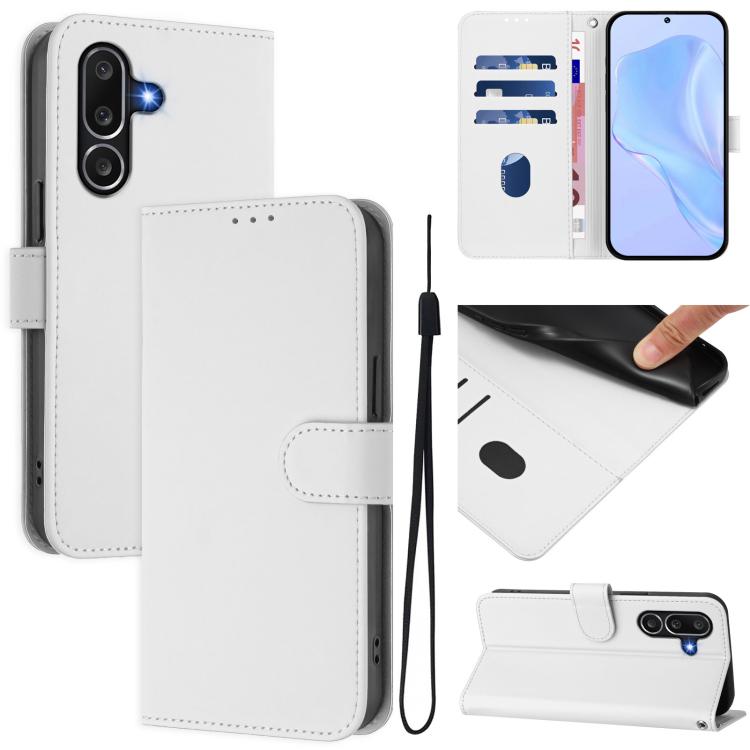 Custodia per telefono in pelle tinta unita con cordino, piacevole al tatto., For Samsung Galaxy M56 5G