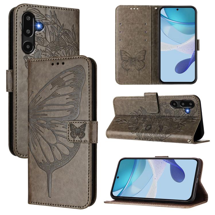 Custodia per telefono in pelle con farfalla in rilievo, For Samsung Galaxy F16 5G Global, For Samsung Galaxy F06 5G / M06 5G