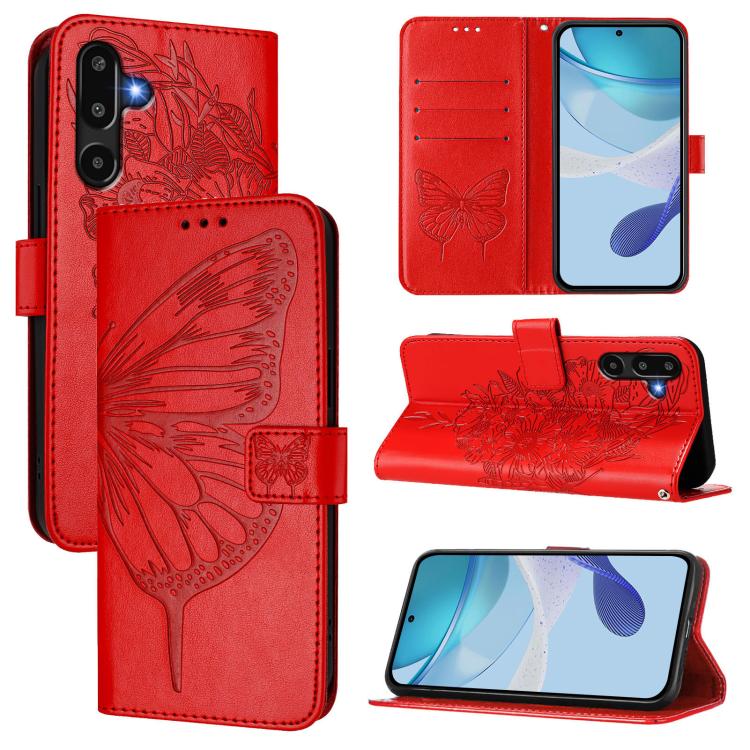 Custodia per telefono in pelle con farfalla in rilievo, For Samsung Galaxy F16 5G Global, For Samsung Galaxy F06 5G / M06 5G
