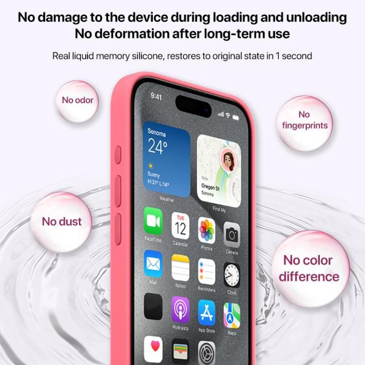 Custodia per telefono in silicone liquido con ampio foro per fotocamera e MagSafe, copertura completa., For iPhone 16 Pro Max, For iPhone 16 Pro