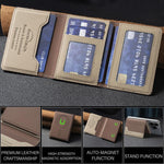 Portafoglio orizzontale magnetico in pelle con porta carte