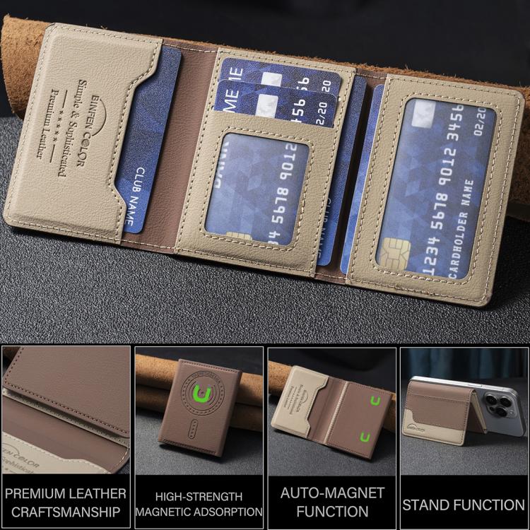 Portafoglio orizzontale magnetico in pelle con porta carte