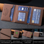 Portafoglio orizzontale magnetico in pelle con porta carte