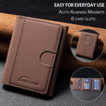 Portafoglio orizzontale magnetico in pelle con porta carte