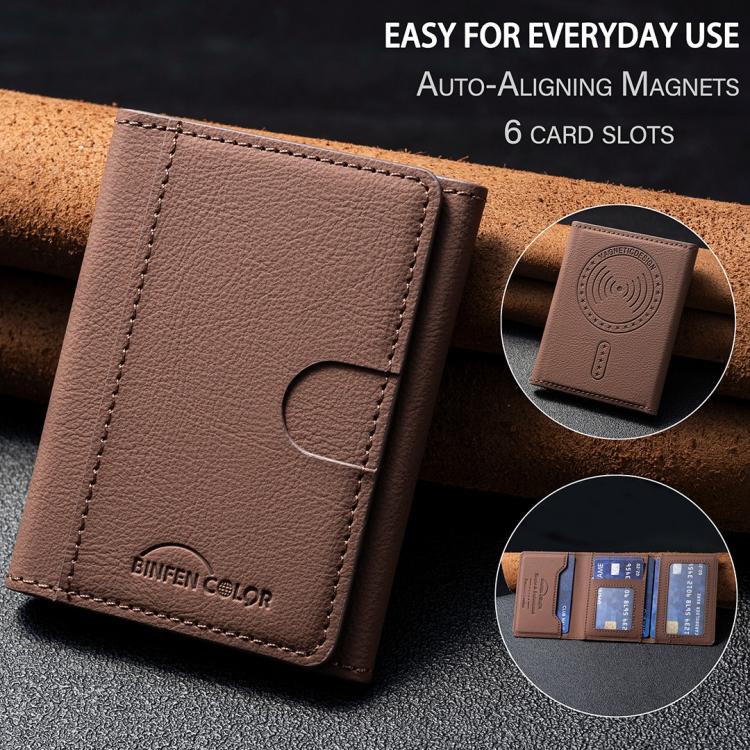 Portafoglio orizzontale magnetico in pelle con porta carte