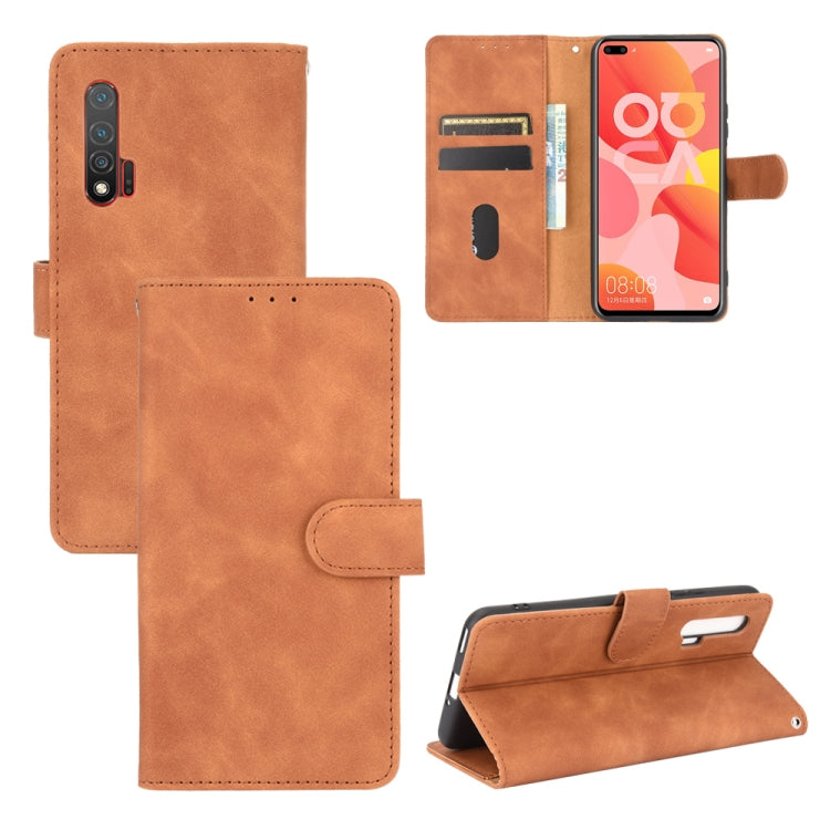 Tinta unita Skin Feel Fibbia magnetica Flip orizzontale Custodia in pelle PU con struttura in vitello con supporto e slot per schede e portafoglio, For Huawei Maimang 9 / Mate 40 Lite, For Huawei Mate 30, For Huawei nova 6 5G                           ...