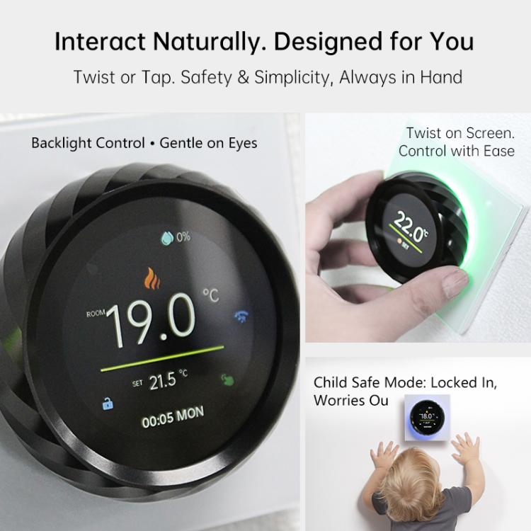 Termostato smart WiFi con schermo TFT 1,6 pollici