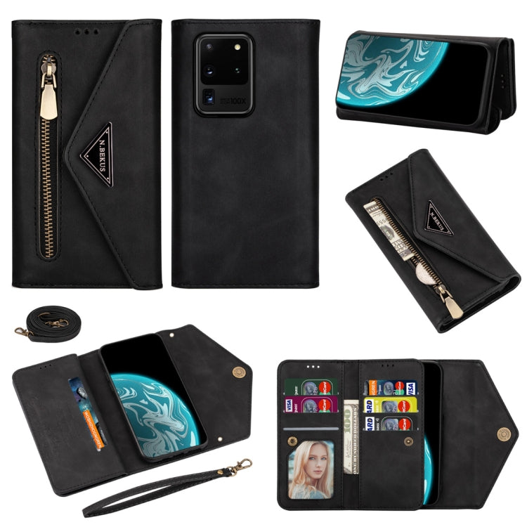Custodia portafoglio in pelle con cerniera per smartphone Samsung